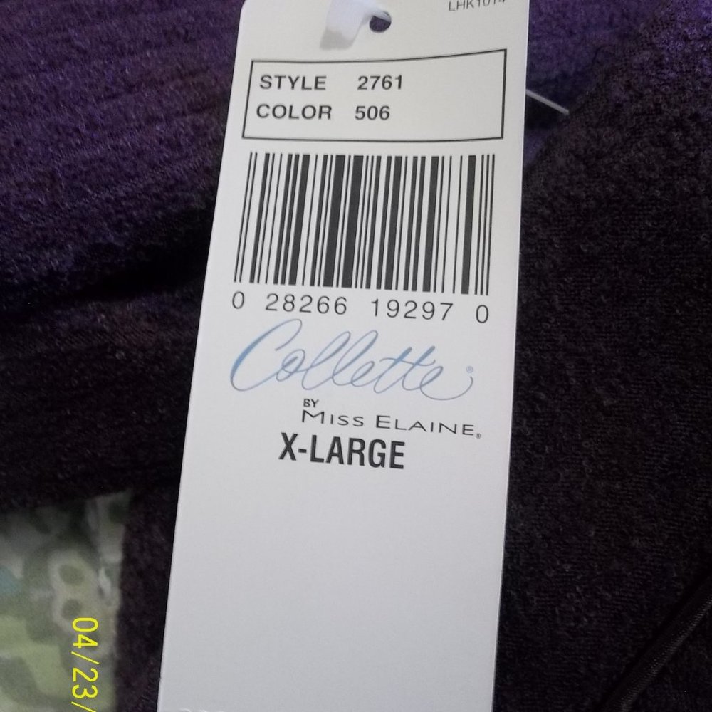 Collette Purple Robe XL Long Sleeve Embroidery on Front Zip Front - Picture 5 of 5